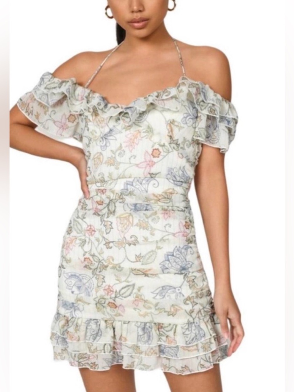 NWT Tobi Floral Ruffle Dress SZ L